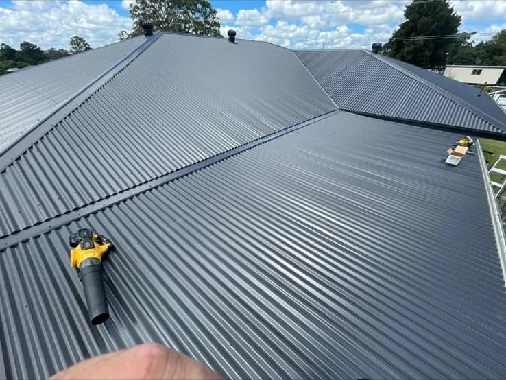 Finished dark Colorbond corrugated roof